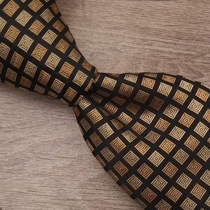 DONALD TRUMP Signature Collection Metallic Black Gold Square Mens‎ Silk Tie